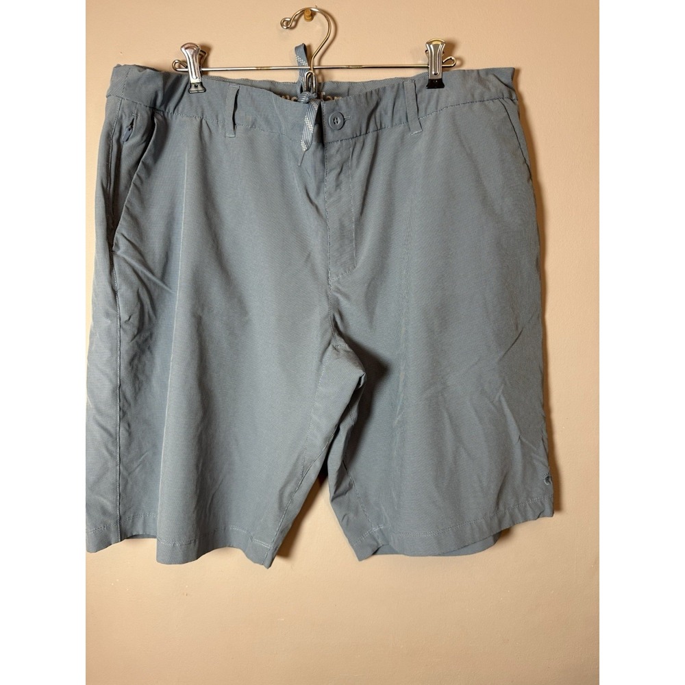 Hang Ten Shorts Mens 38 Blue Micro Check Chino Hybrid Surf Stretch 11" Inseam